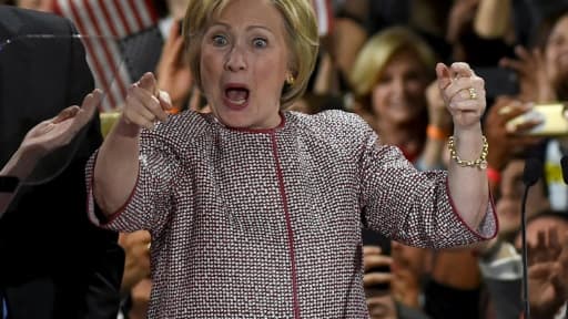 Hillary Clinton après sa victoire à la primaire démocrate dans l'Etat de New York, le 19 avril 2016 Hillary Clinton après sa victoire à la primaire démocrate dans l'Etat de New York, le 19 avril 2016