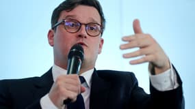 Arnaud Deslandes lors de la conférence de presse de Martine Aubry, à Lille, le 6 mars 2025