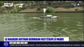 Arthur Germain, qui remonte la Seine à la nage, fait étape à Paris ce samedi