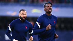 Karim Benzema et Paul Pogba avec l'équipe de France.