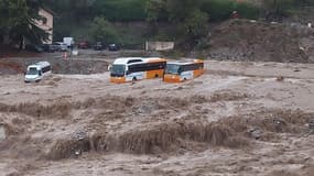 Saint-Martin-Vésubie, le 20 octobre 2023, lors de la tempête Aline.