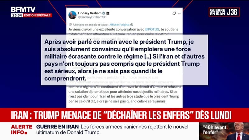 Guerre en Iran: sur X, le sénateur Lindsey Graham, affirme que Donald Trump est prêt à utiliser "une force militaire écrasante contre le régime"