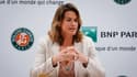 Amélie Mauresmo en conférence de presse en 2022