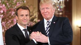 Emmanuel Macron et Donald Trump, le 24 avril 2018 à la Maison Blanche pour une conférence de presse