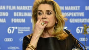 Catherine Deneuve lors d'une conférence de presse le 14 février 2017