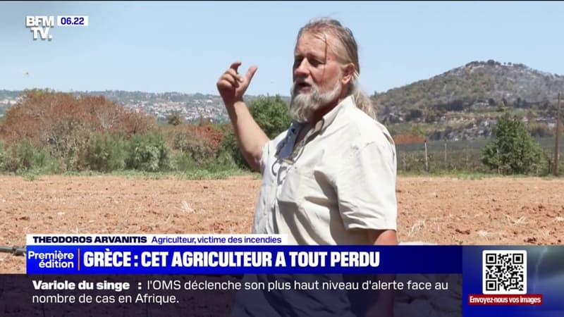 Cet agriculture grec a tout perdu dans les incendies qui ravagent la région d'Athènes