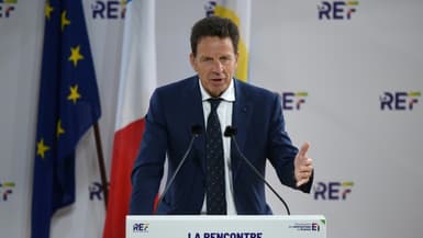 Geoffroy Roux de Bézieux, président du Medef, lors de l'ouverture de la Rencontre des entrepreneurs de France (REF) à l'hipprodrome de Longchamp à Paris, le 24 août 2021 