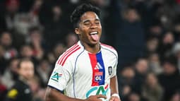La joie d'Endrick, buteur avec l'OL face Lille le 11 janvier 2026