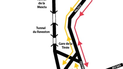 Le plan de circulation pendant la phase de fermeture totale des tunnels.
Le plan de circulation pendant la phase de fermeture totale des tunnels.
