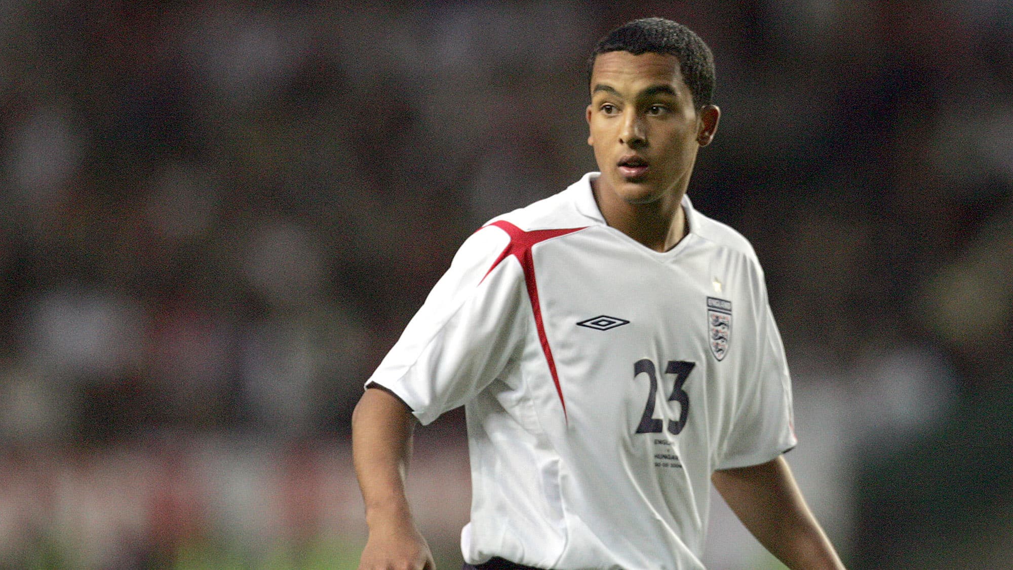 L'Anglais Theo Walcott lors de sa première sélection face à la Hongrie le 30 mai 2006