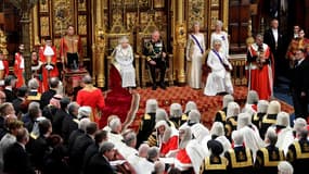 La reine Elizabeth II lors du discours du trône le 14 octobre 2019. 