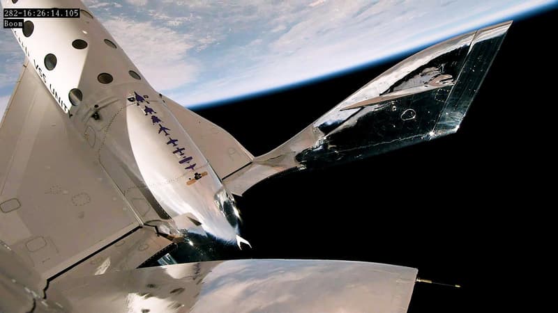 Un vaisseau de l'entreprise de tourisme spatial Virgin Galactic, le 25 mai 2023.