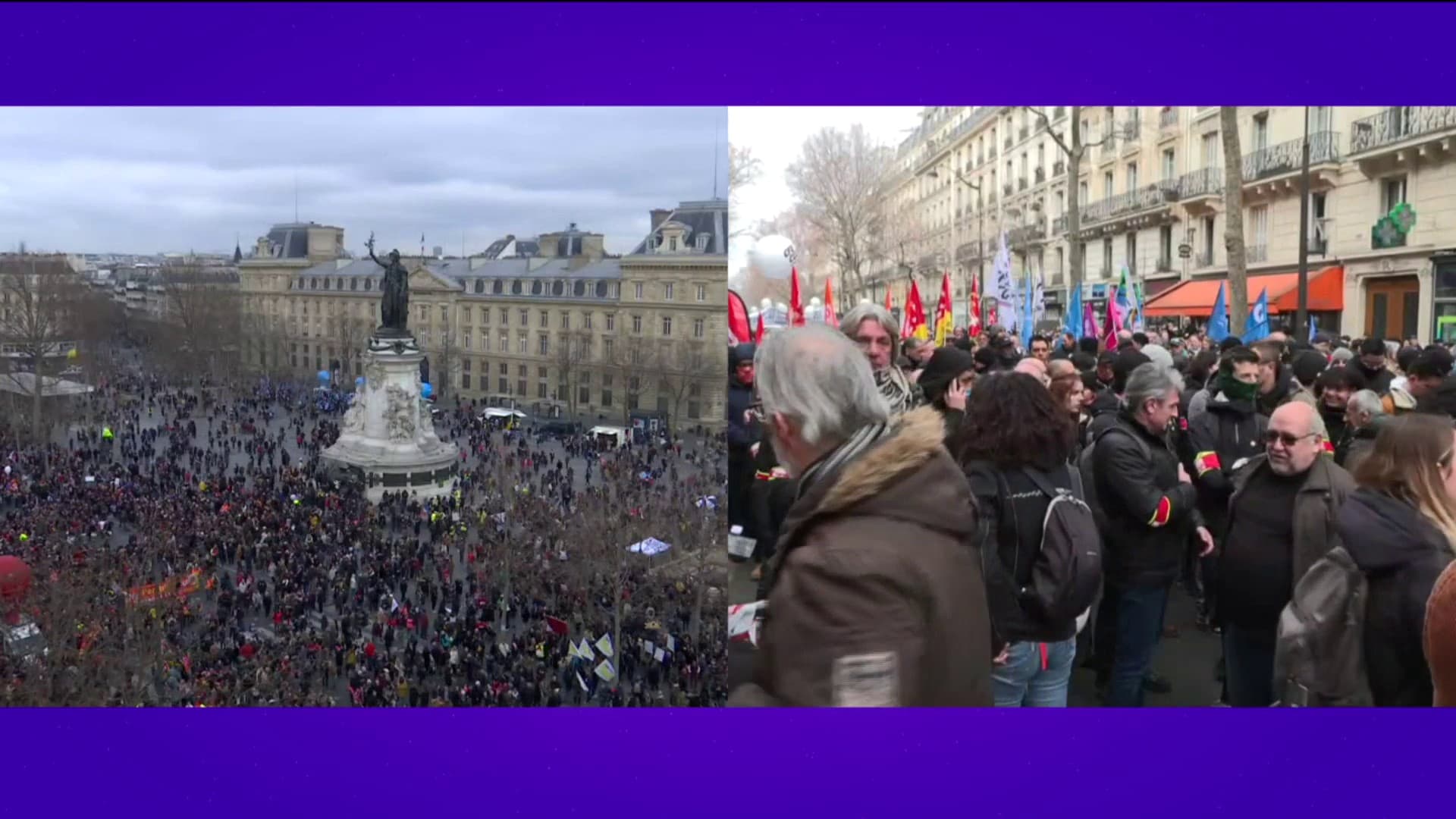 La place de la République le 11 février 2023, point de départ de la manifestation contre la réforme des retraites La place de la République le 11 février 2023, point de départ de la manifestation contre la réforme des retraites