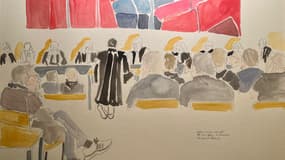 Croquis de l'audience du procès des viols de Mazan le 2 décembre 2024 à Avignon