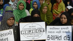 Des femmes manifestent contre le "triple talaq", le 4 novembre 2016 à Ahmedabad en Inde