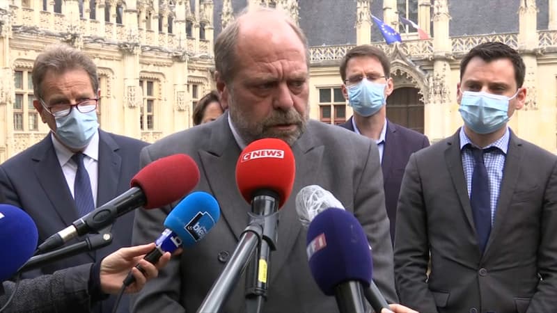 Eric Dupont-Moretti en déplacement à Rouen, le 7 mai 2021
