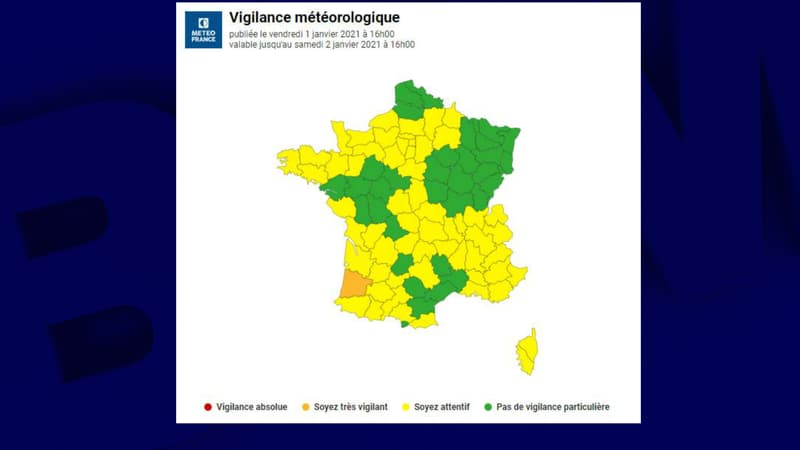 La carte de vigilance de Météo France ce vendredi.