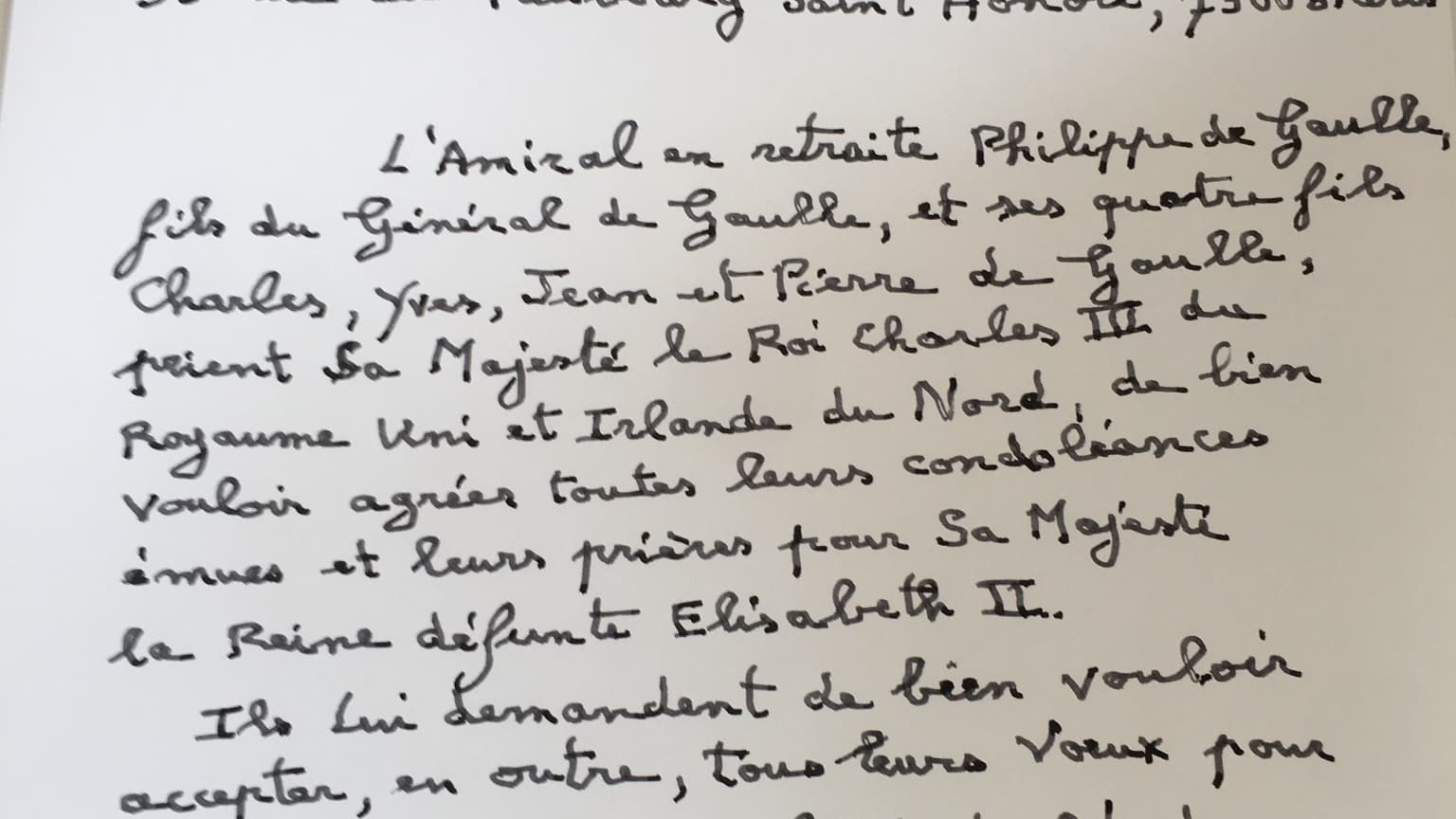 L'amiral Philippe de Gaulle adresses condoléances à Charles III L'amiral Philippe de Gaulle adresses condoléances à Charles III