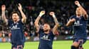 Lionel Messi, Neymar et Kylian Mbappé après la victoire contre Manchester City en Ligue des champions, le 28 septembre à Paris