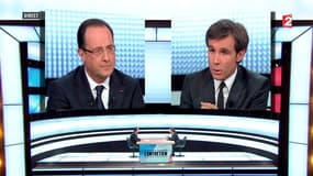 François Hollande face à David Pujadas sur France 2 jeudi soir.