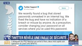 Twitter révèle une faille de sécurité