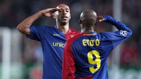 Thierry Henry et Samuel Eto'o sous le maillot du Barça lors de la saison 2008-2009.