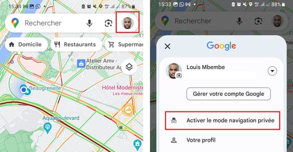 Utiliser Google Maps en mode navigation privée 