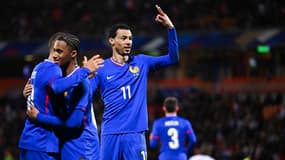 Hugo Ekitiké auteur d'un triplé avec l'équipe de France Espoirs contre les Anglais, 21 mars 2025 au Moustoir