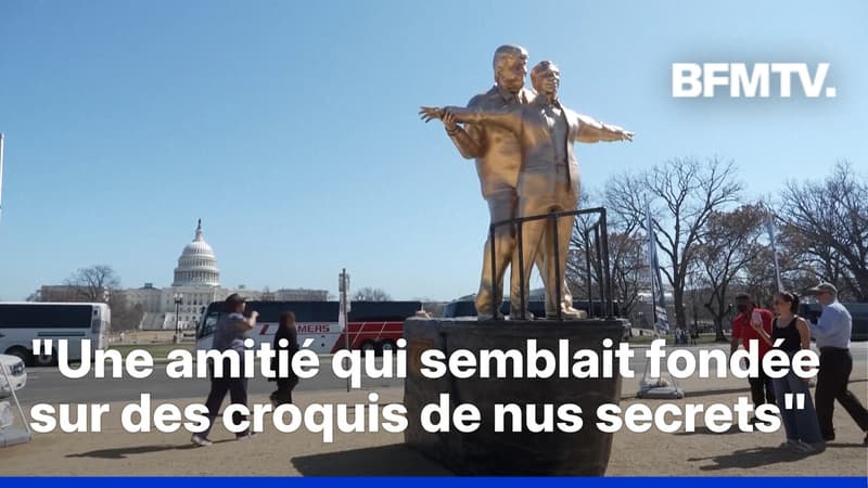 Une statue parodique inspirée de "Titanic" de Donald Trump et de Jeffrey Epstein installée à Washington D.C.