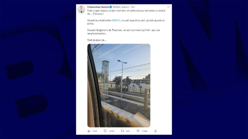 Le tweet de Clémentine Autain dans lequel elle affirme que la SNCF est privatisée