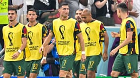 Cristiano Ronaldo avec les remplaçants du Portugal pendant le Mondial
