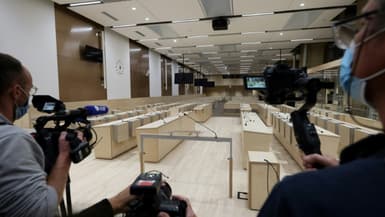 La salle d'audience construite spécialement pour le procès des attentats du 13-Novembre, le 2 septembre 2021 quelques jours avant le début du procès 