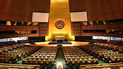 La salle de l'Assemblée générale des Nations Unies à New York.