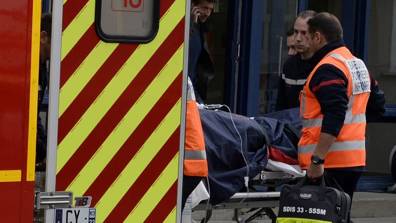 Un blessé pris en charge par les secours, ce vendredi, à Puisseguin, près de Libourne.
