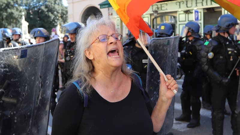 Geneviève Legay, lors d'une manifestation des gilets jaunes à Nice, le 23 mars 2019.