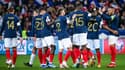 La joie des joueurs de l'équipe de France lors de la large victoire face à Gibraltar (14-0, qualifs Euro 2024), le 18 novembre 2023