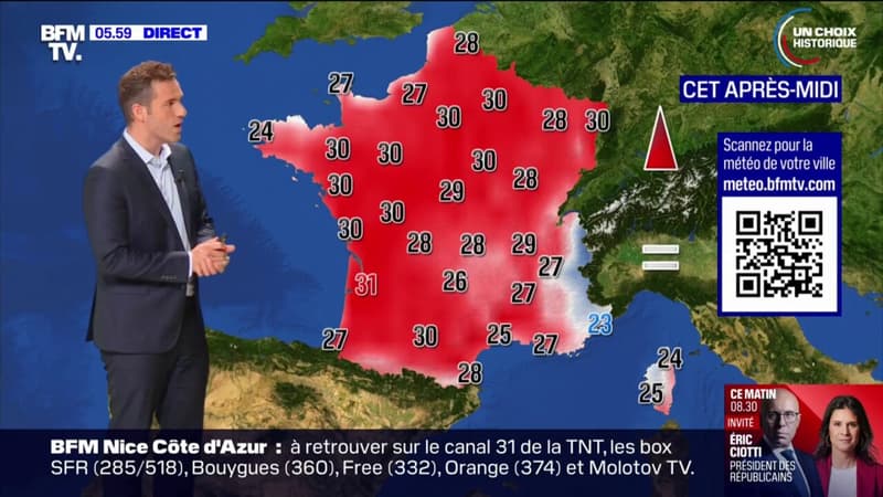 Regarder la vidéo Quelques averses entre le sud-est et la Corse, un temps ensoleillé sur une large partie du pays et des températures comprises entre 23°C et 31°C cet après-midi... la météo de ce mardi 25 juin 