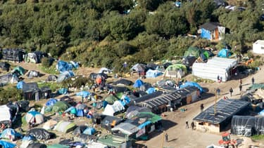 La "jungle" de Calais vue du ciel.