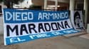 Une banderole en hommage à Maradona, à Marseille