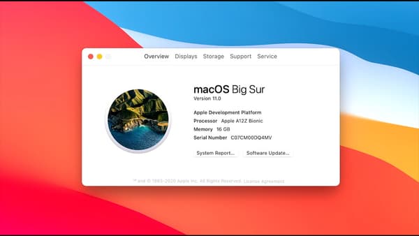 Capture d'écran de macOS Big Sur
