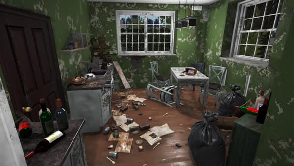 Le jeu House Flipper demande aux joueurs de nettoyer et rénover des maisons en ruine.