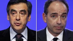 Les Français mais surtout les sympathisants de droite sont une large majorité à souhaiter que ni François Fillon, ni Jean-François Copé ne se représentent lors des nouvelles élections de septembre 2013 à l'UMP, selon un sondage BVA. /Photos d'archives/REU