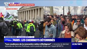 Retraites: après avoir occupé les locaux de Blackrock, les cheminots manifestent devant l'Assemblée nationale