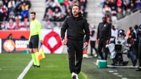 Roberto De Zerbi lors du match Reims-OM (3-1, L1), le 29 mars 2025