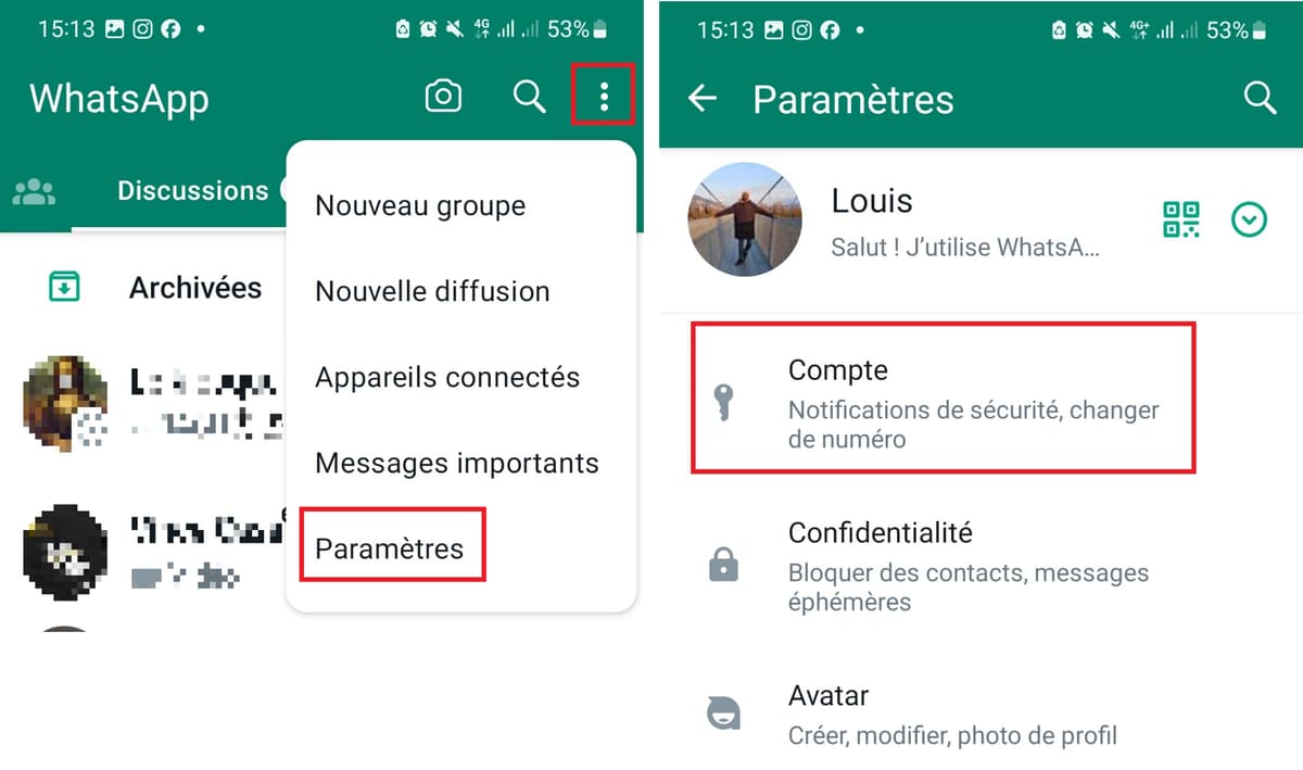 comment connecter un deuxieme compte whatsapp