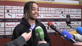 Bradely Barcola répond à une question sur Kylian Mbappé après Lens-PSG (0-2, Ligue 1), le 14 janvier 2024