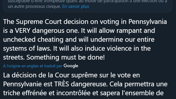 Le tweet de Donald Trump signalé comme trompeur par la plateforme