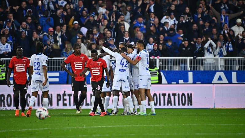 La joie auxerroise après le but face aux Rennais, 3 novembre 2024