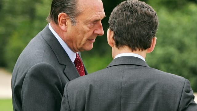 Jacques Chirac et Nicolas Sarkozy à l'Élysée en mai 2004.