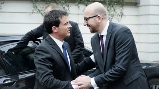 Le Premier ministre français Manuel Valls et son homologue belge Charles Michel à Bruxelles